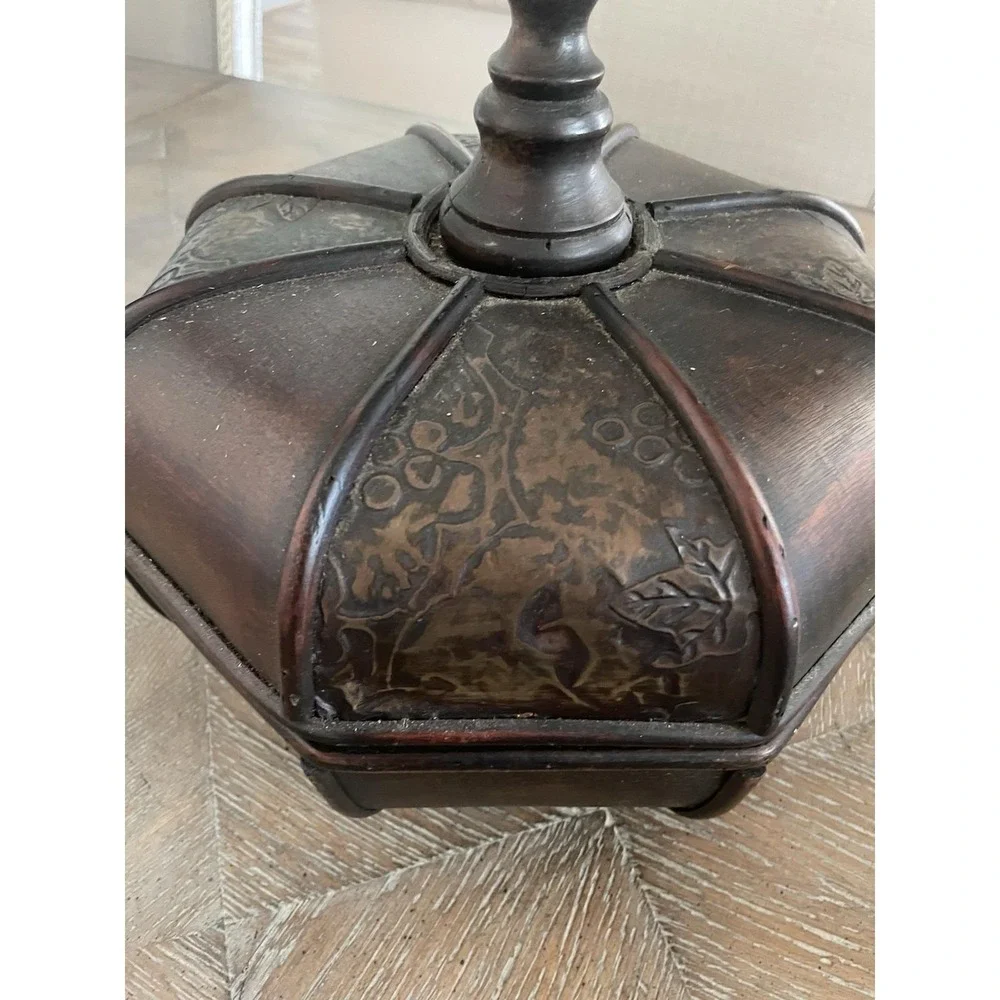 Antique Vintage Chinese Wedding Betrothal Basket  Lidded Handle Wood Rattan